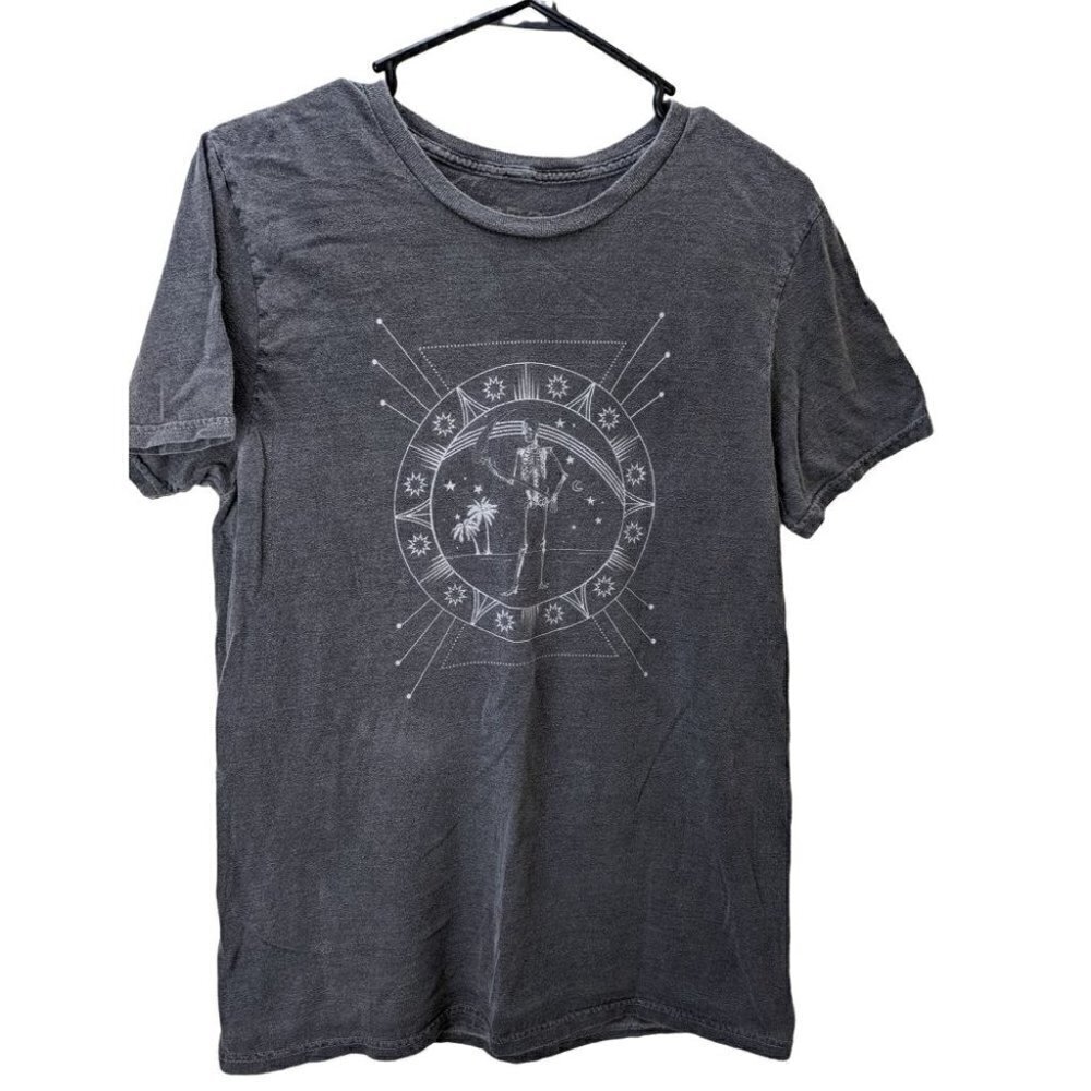 BDG Urban Outfitters Boho Skeleton Skate Shirt Gray Medium